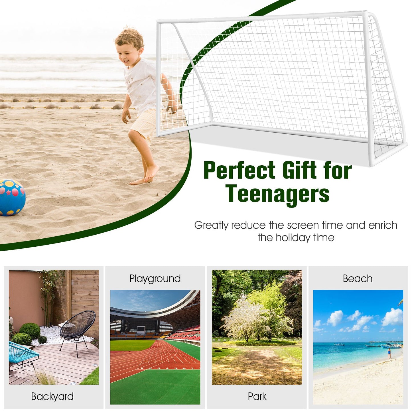 All-Weather Soccer Goal with Strong PVC Frame and High-Strength Netting