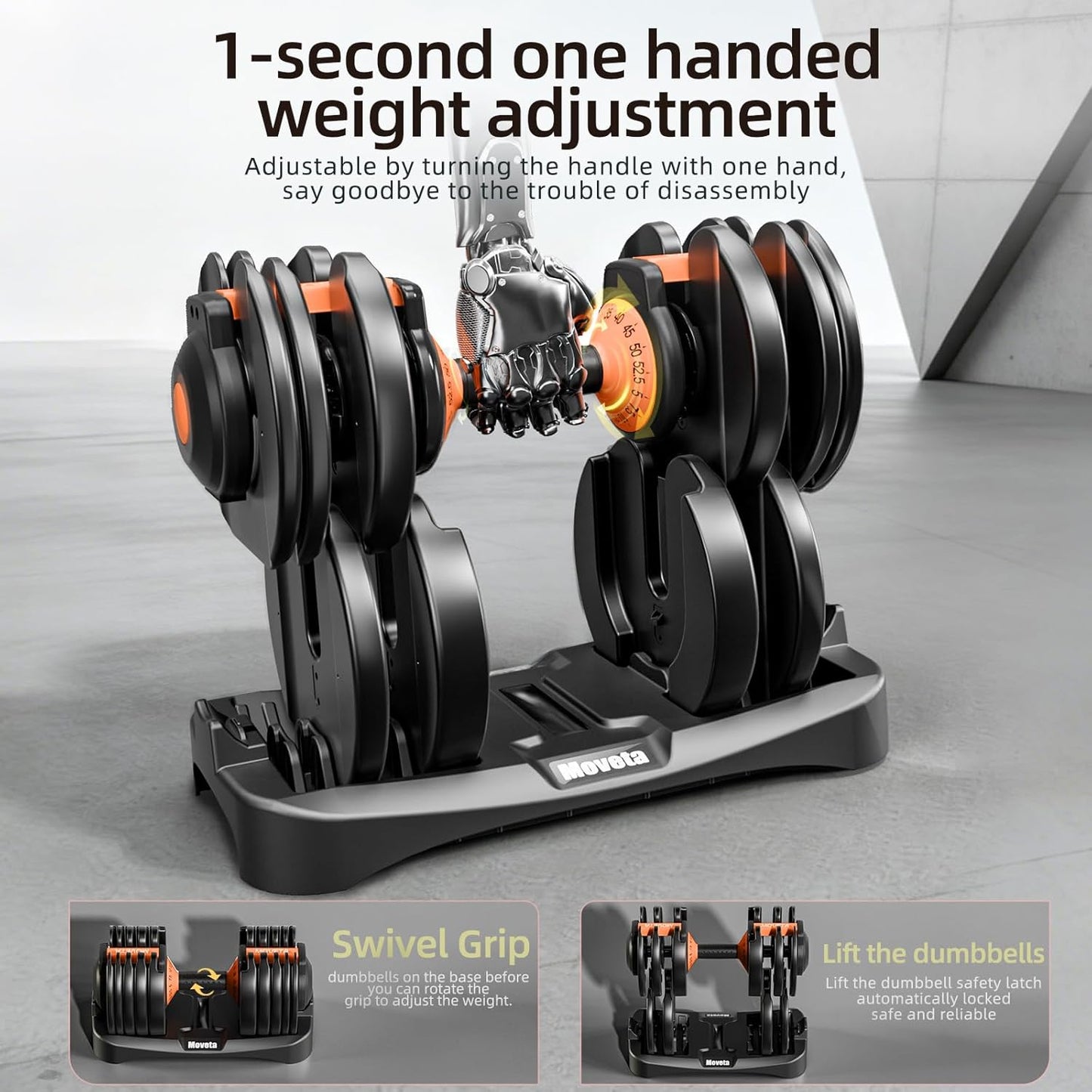 Adjustable Dumbbells Set of 2，Free Weights Dumbbells Set，Adjustable Dumbbell Set，52.5 Lbs Pair 105 Lbs，15 in 1，For Men/Women Gym Equipment for Home Strength Training Equipment