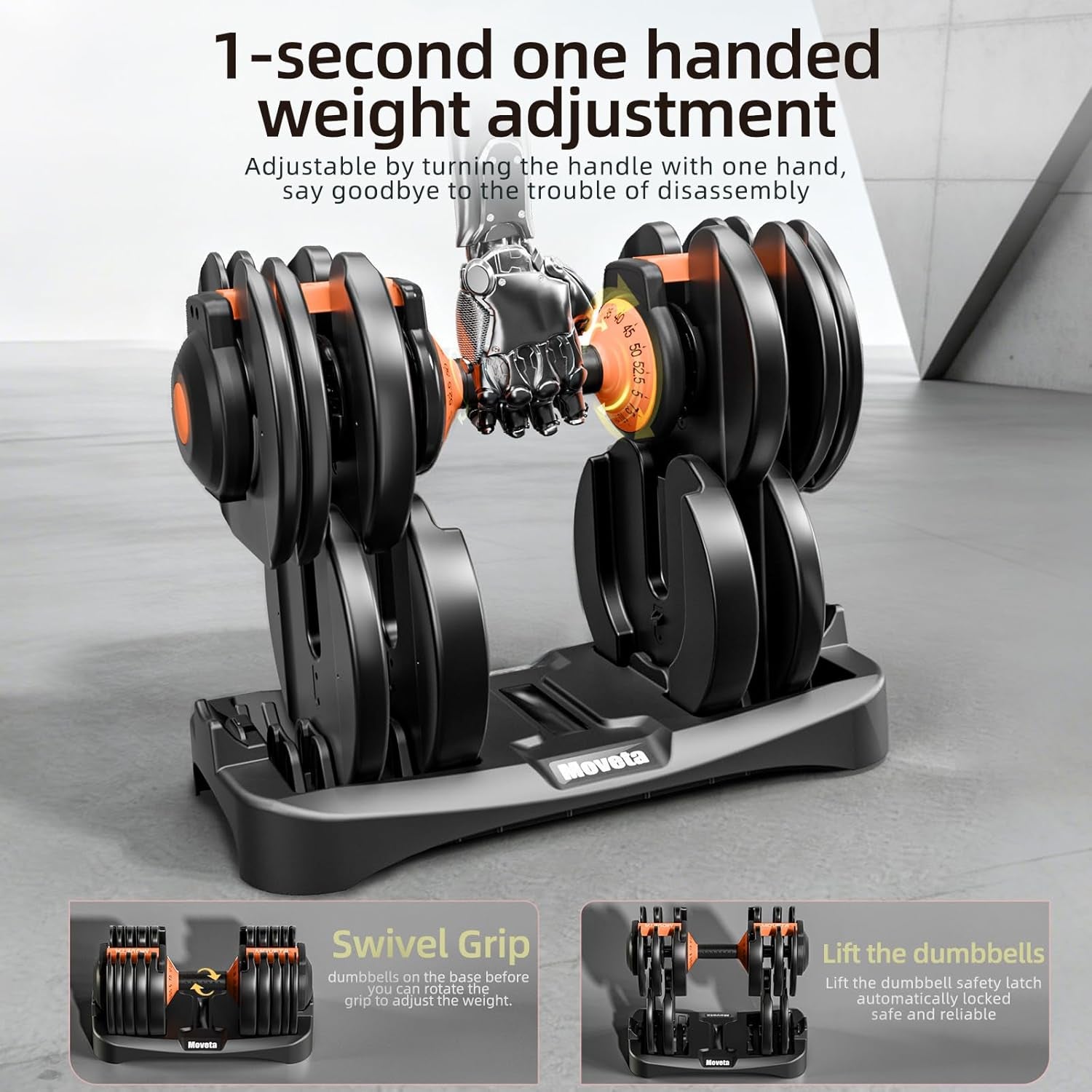 Adjustable Dumbbells Set of 2，Free Weights Dumbbells Set，Adjustable Dumbbell Set，52.5 Lbs Pair 105 Lbs，15 in 1，For Men/Women Gym Equipment for Home Strength Training Equipment