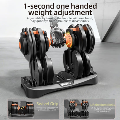Adjustable Dumbbells Set of 2，Free Weights Dumbbells Set，Adjustable Dumbbell Set，52.5 Lbs Pair 105 Lbs，15 in 1，For Men/Women Gym Equipment for Home Strength Training Equipment