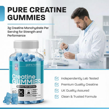 GN Creatine Gummies | 60 Chewable Creatine Gummies for Men & Women - 3000Mg Creatine-Monohydrate per Serving | Berry Flavour, Non-Gmo & Suitable for Vegans & Vegetarians