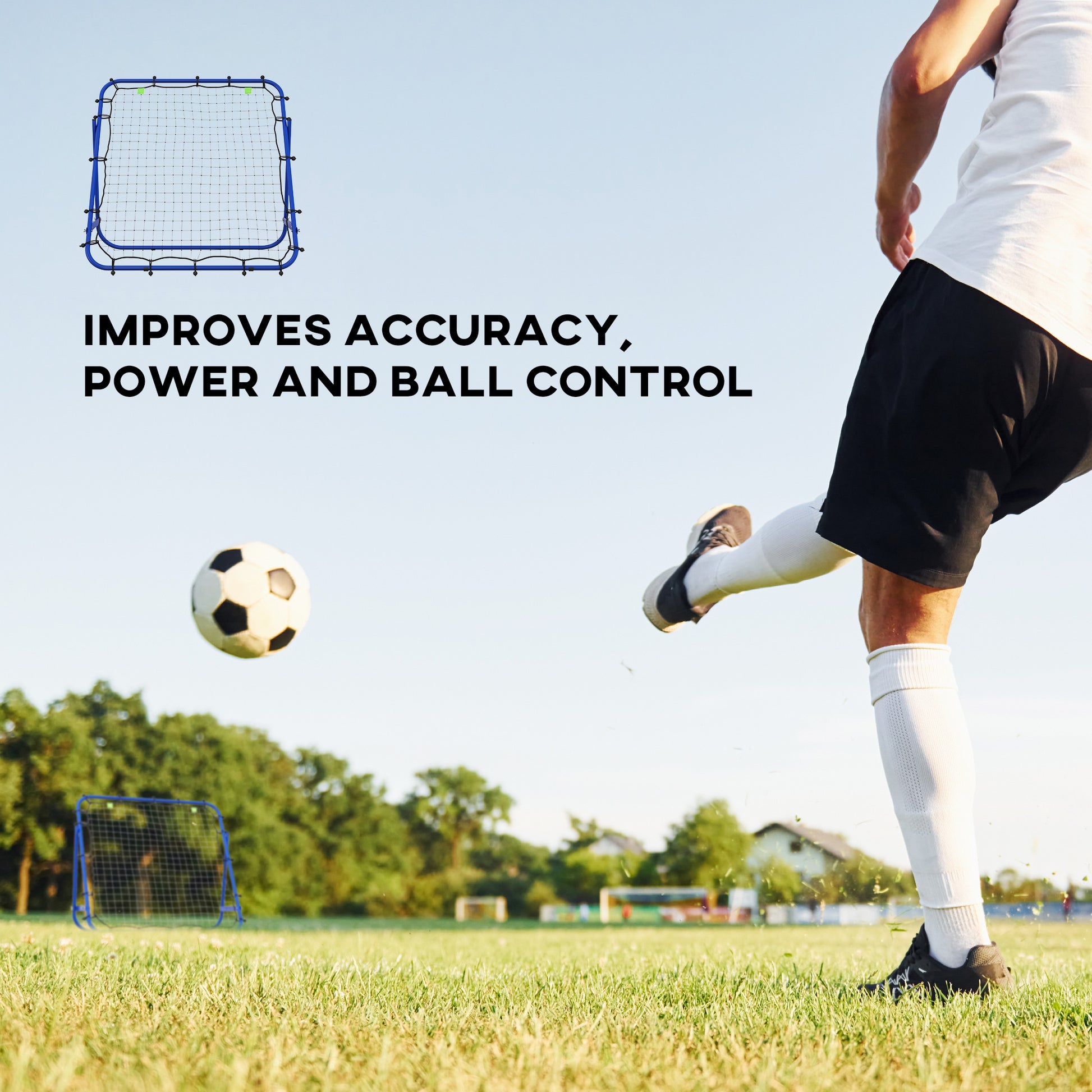 Rebounder Net Practise Football Kickback Target Goal Teens Adults Training