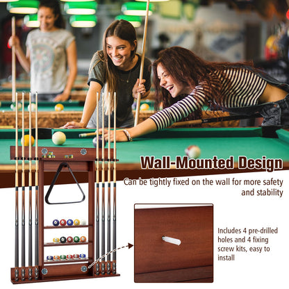 Wall-Mounted Billiards Pool Cue Rack