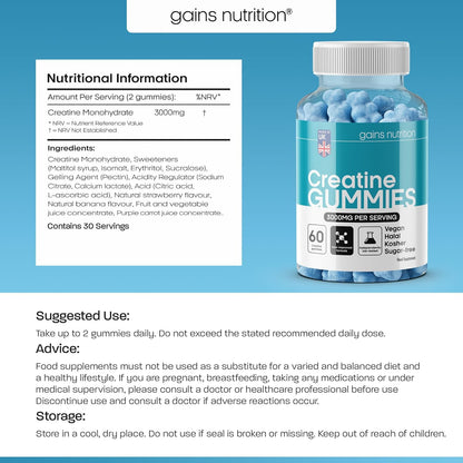 GN Creatine Gummies | 60 Chewable Creatine Gummies for Men & Women - 3000Mg Creatine-Monohydrate per Serving | Berry Flavour, Non-Gmo & Suitable for Vegans & Vegetarians
