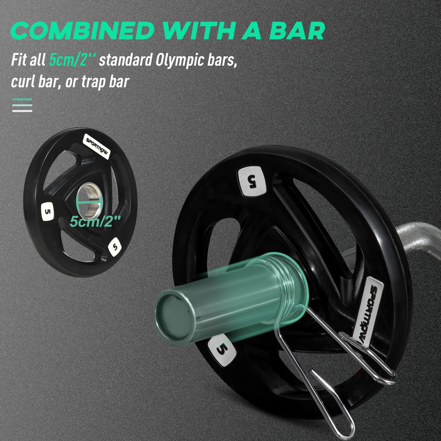 Two 10Kg Olympic Weight Plates, Tri-Grip Barbell Weights Set, with 5Cm Holes