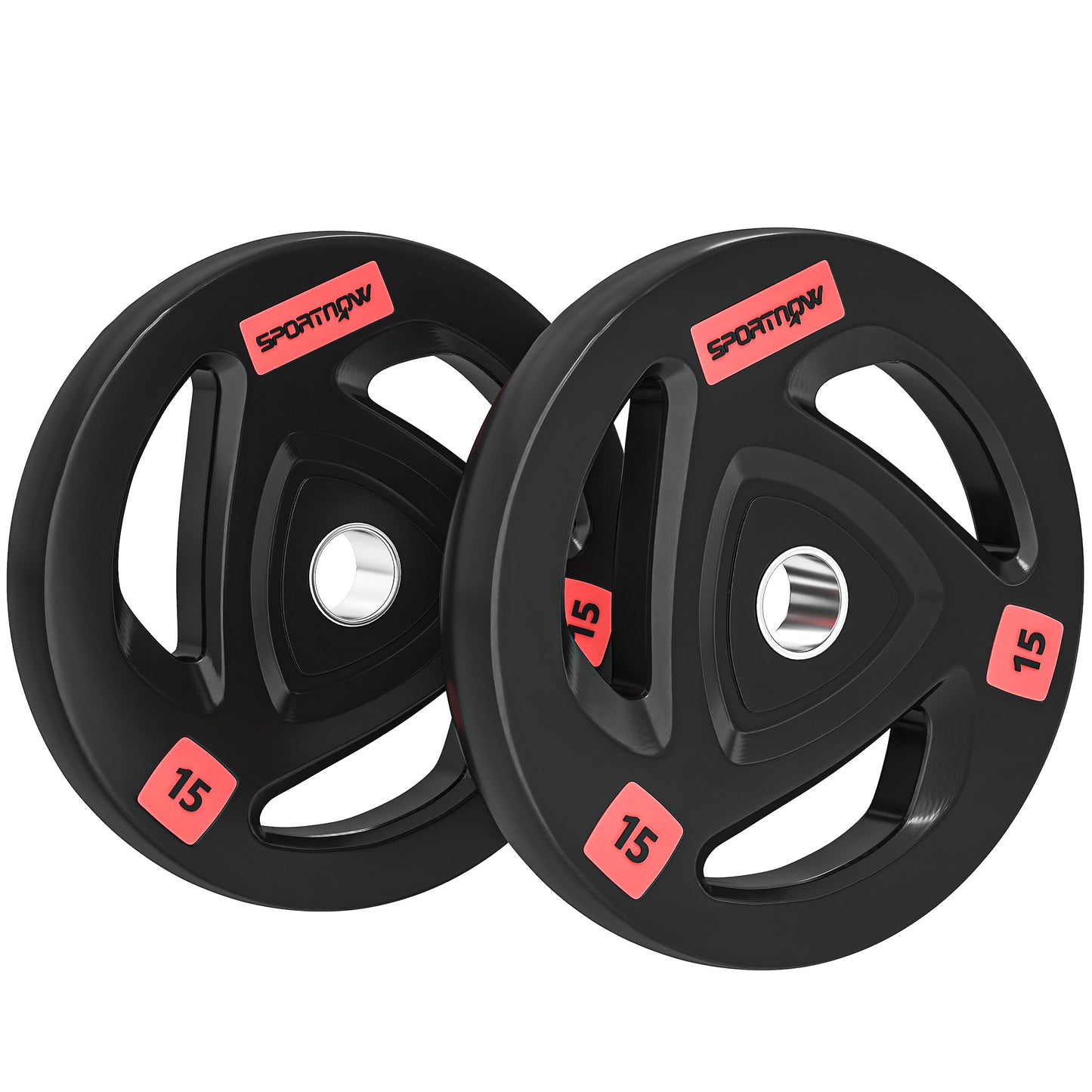 Two 10Kg Olympic Weight Plates, Tri-Grip Barbell Weights Set, with 5Cm Holes