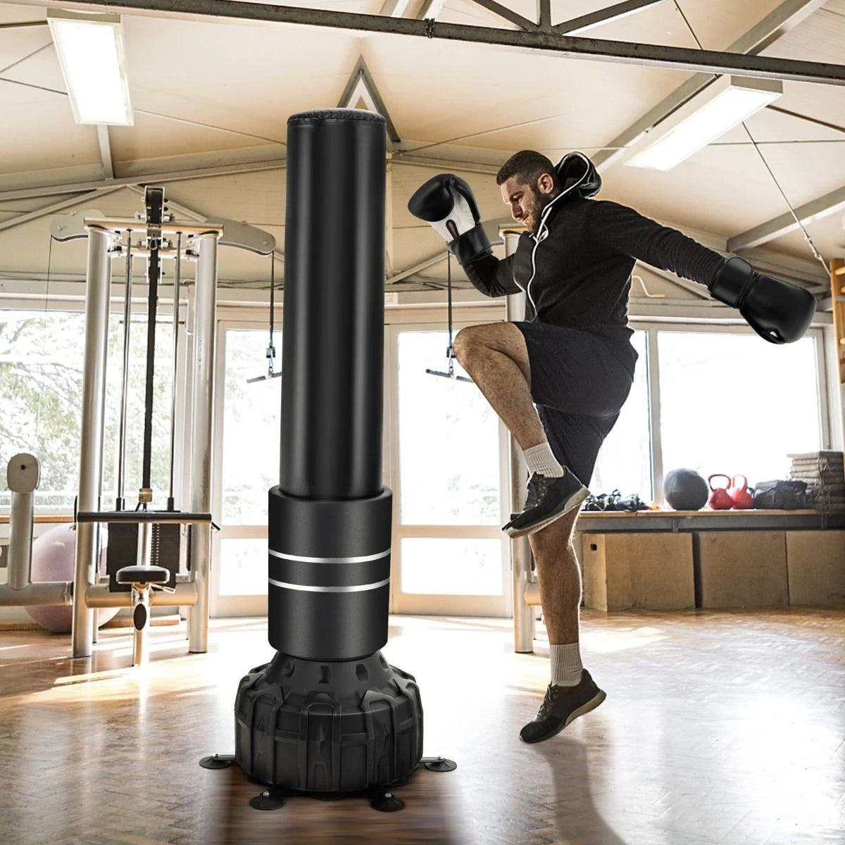 Boxing Bag with Boxing Gloves and Suction Cup Base