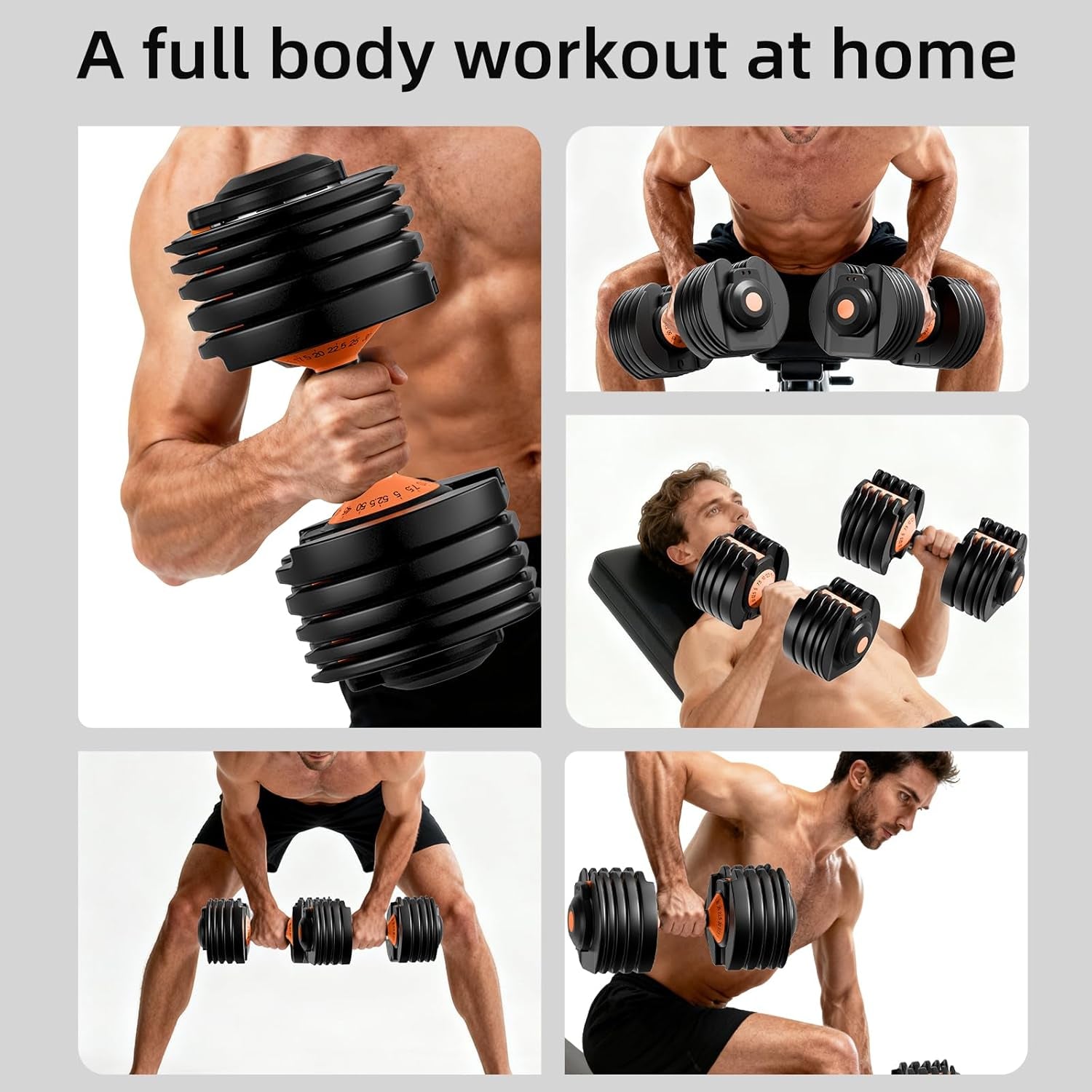 Adjustable Dumbbells Set of 2，Free Weights Dumbbells Set，Adjustable Dumbbell Set，52.5 Lbs Pair 105 Lbs，15 in 1，For Men/Women Gym Equipment for Home Strength Training Equipment