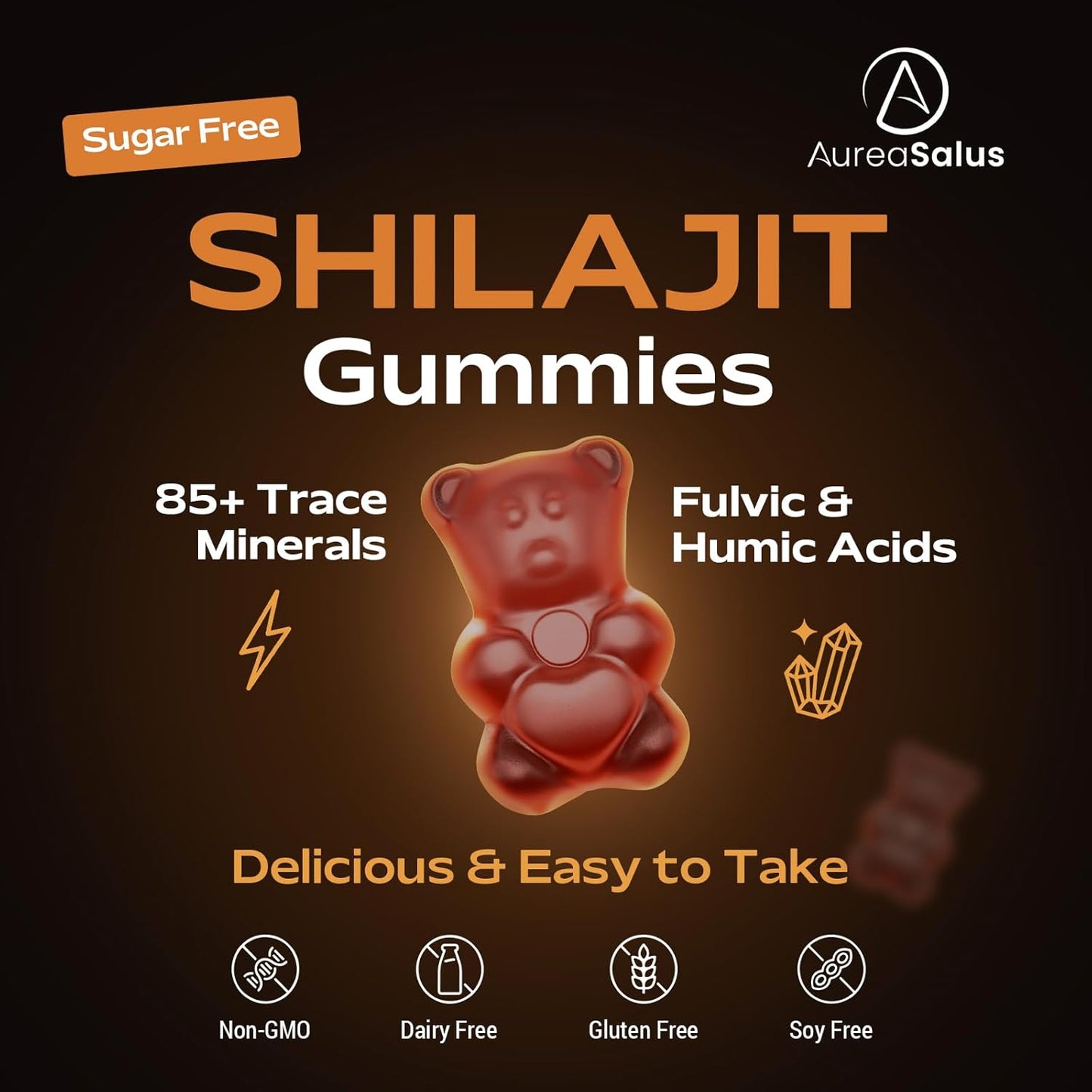 Shilajit Gummies 1400Mg – Pure Himalayan Complex with Ashwagandha, Chaga, Fulvic Acid & 85+ Trace Minerals – Vegan & Sugar-Free – 60 Gummies
