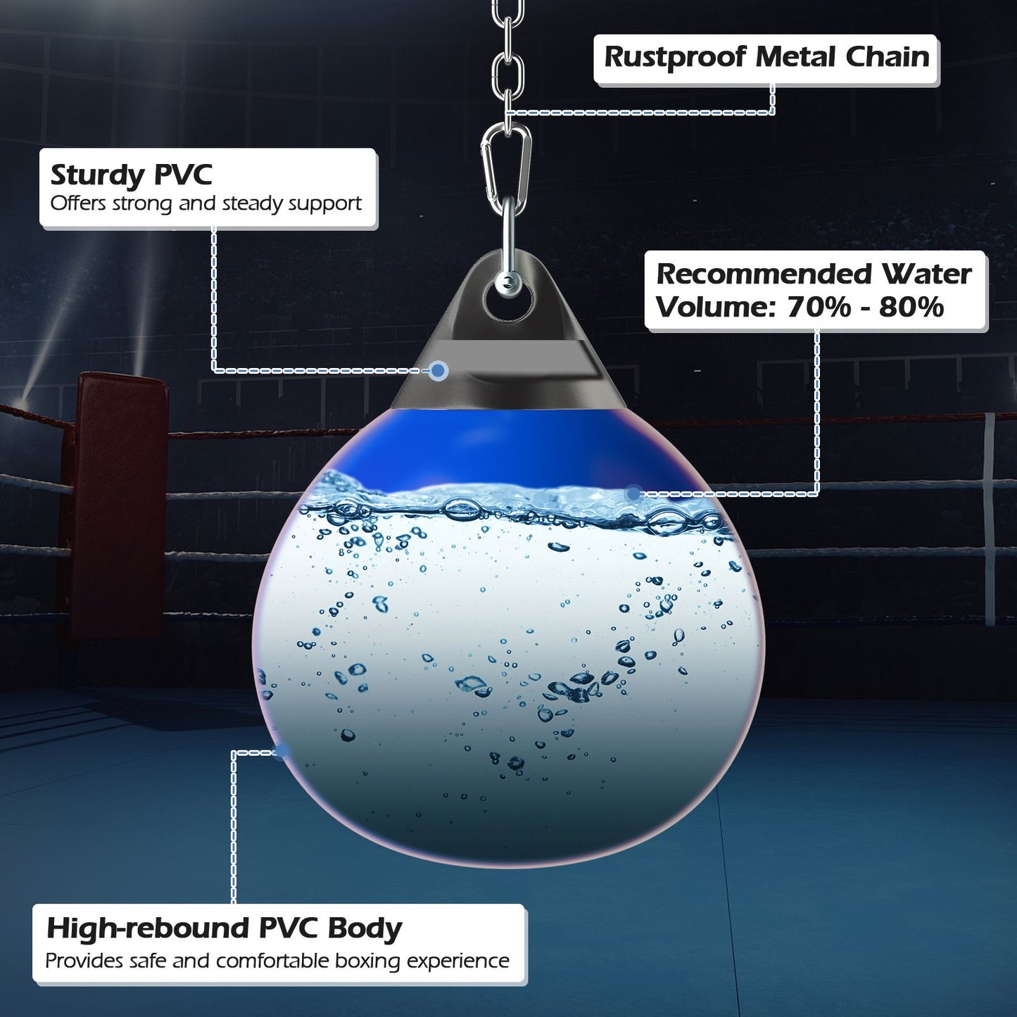 Water Punching Bag with Water Injector and Hanging Accessories