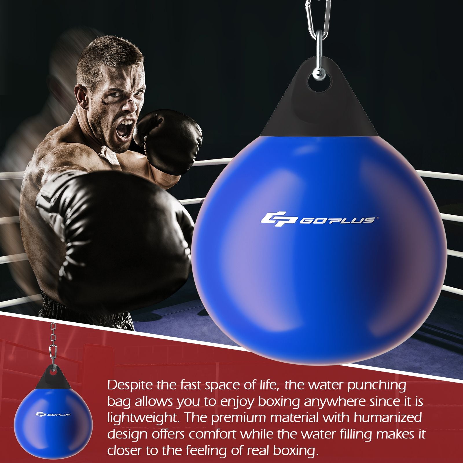 Water Punching Bag with Water Injector and Hanging Accessories