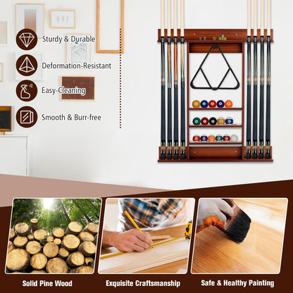 Wall-Mounted Billiards Pool Cue Rack
