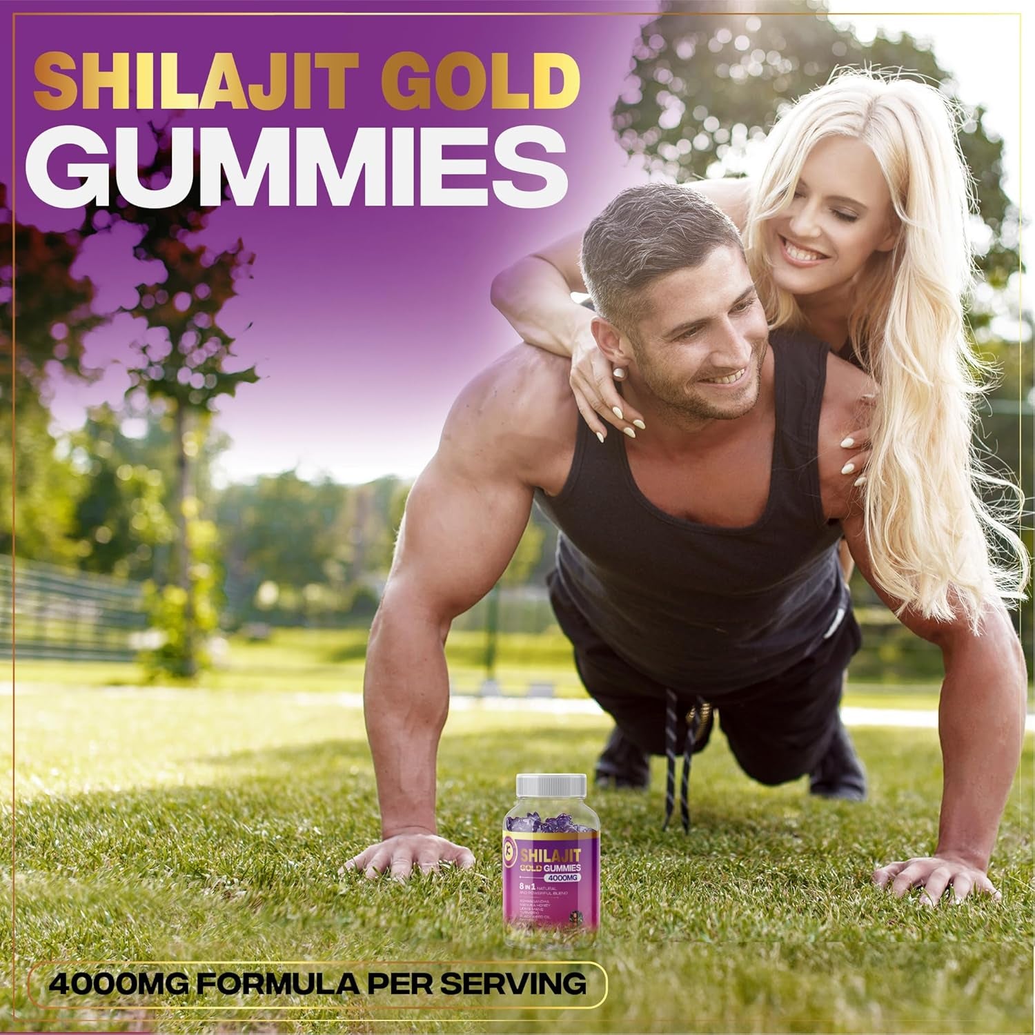 Shilajit Gummies 8-In-1 Blend - Ashwagandha, Manuka Honey, Maca Root, Ginseng, Turmeric, Lion’S Mane, Black Seed Oil - High Strength, 60 Gummies