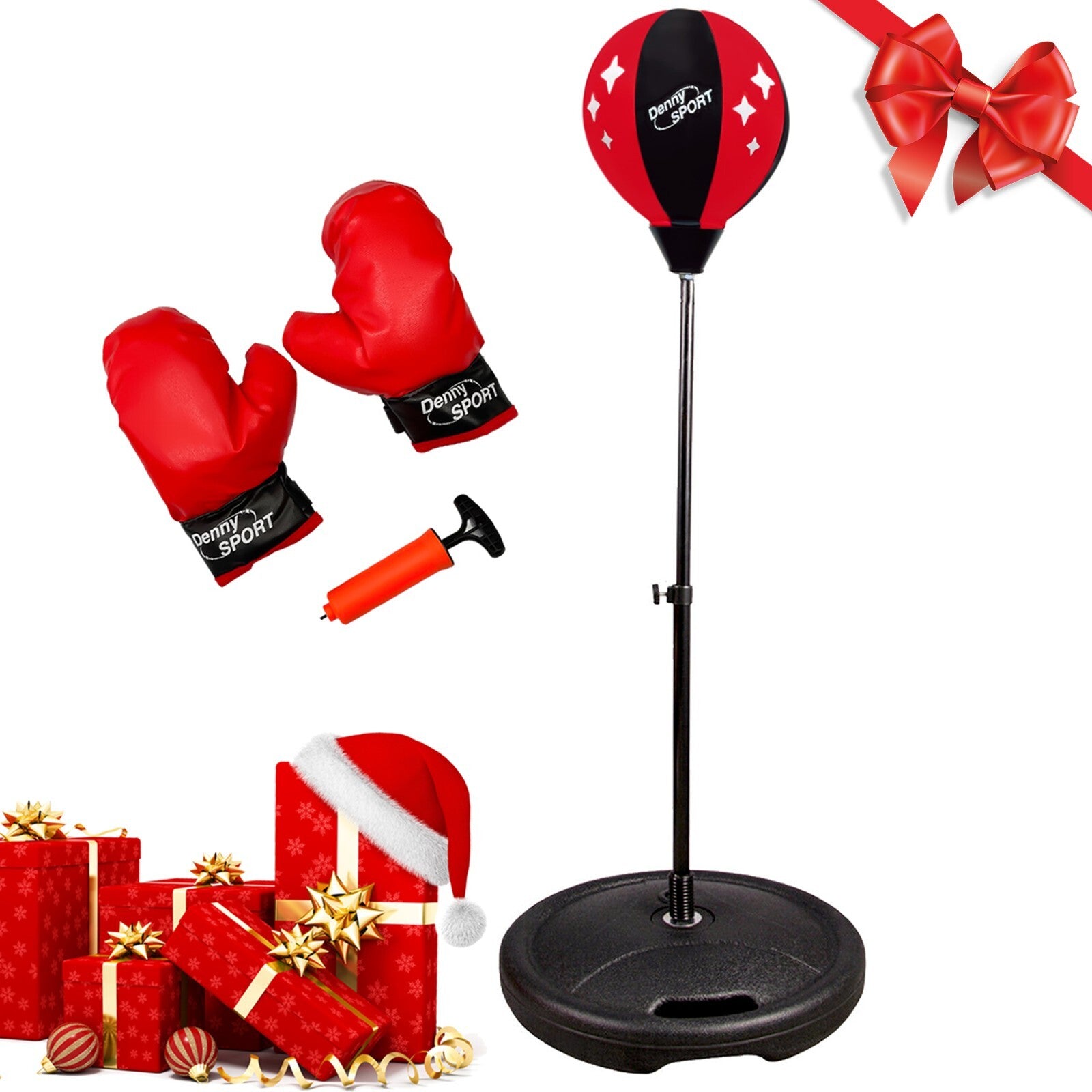 CHILDREN KIDS JUNIOR BOXING PUNCH BALL BAG FREE STANDING SET with MITTS GLOVES