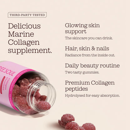 Collagen Gummies by  | High Strength Marine Collagen Supplement | Advanced Superior Type 1 Hydrolysed Collagen Peptides | Triple Strength Pure Formulation Supplement | 60 Gummies