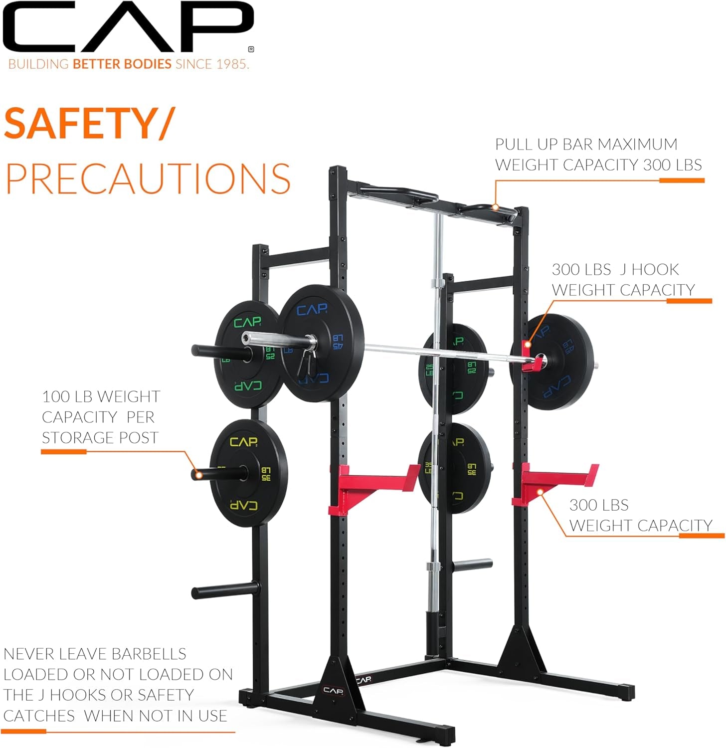 Power Rack with Pull up Bar & Attachments - Multiple Colors