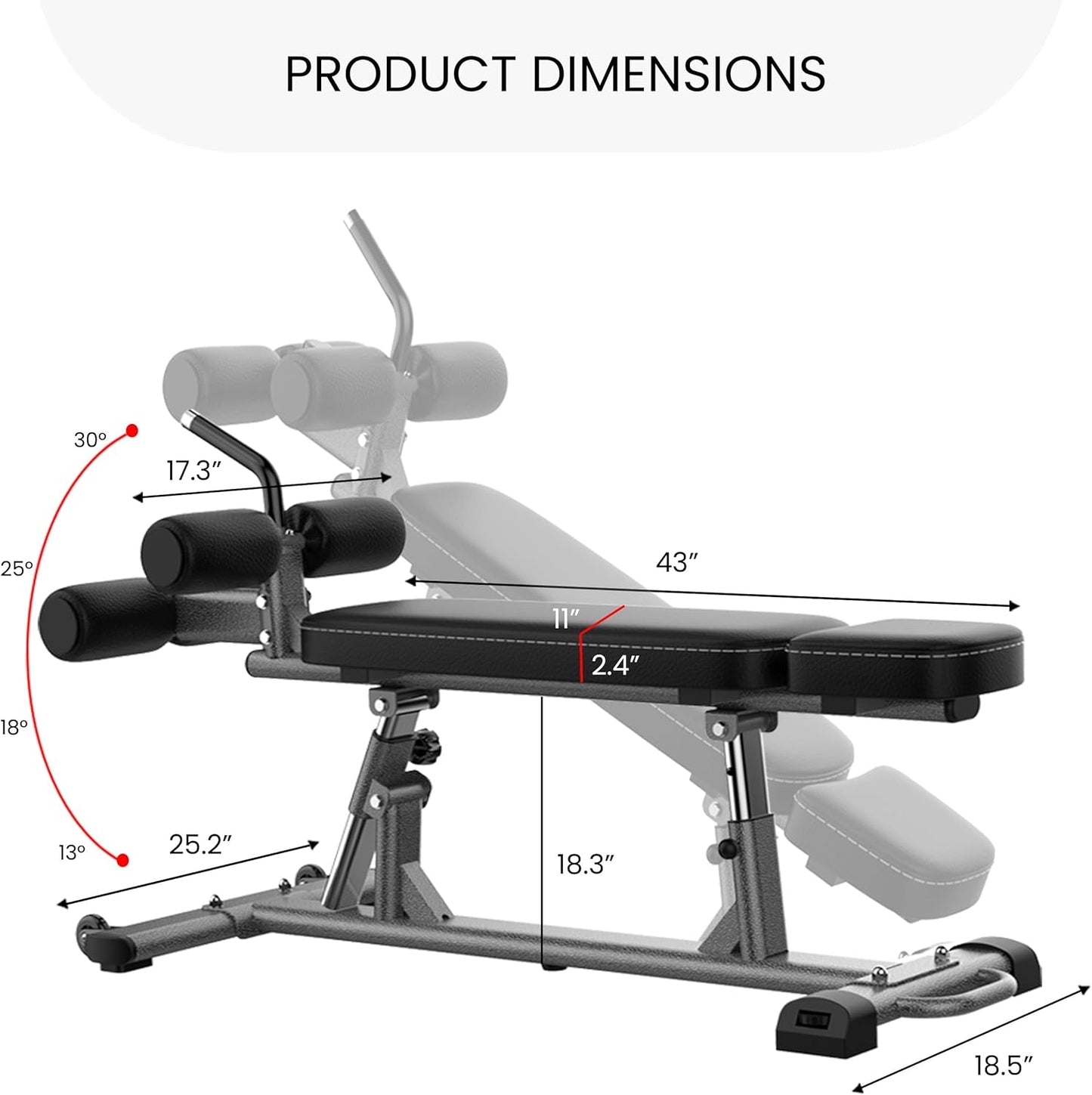 Gym-Quality Adjustable Sit up Ab Bench & Decline Weight Bench for Home Gym Strength Training.