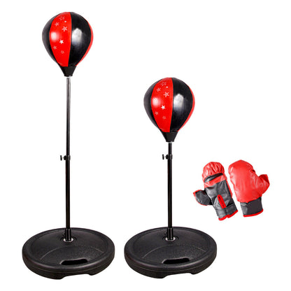 CHILDREN KIDS JUNIOR BOXING PUNCH BALL BAG FREE STANDING SET with MITTS GLOVES