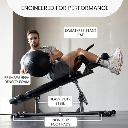 Gym-Quality Adjustable Sit up Ab Bench & Decline Weight Bench for Home Gym Strength Training.