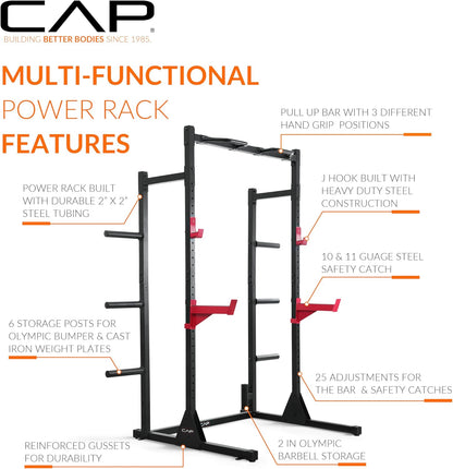 Power Rack with Pull up Bar & Attachments - Multiple Colors