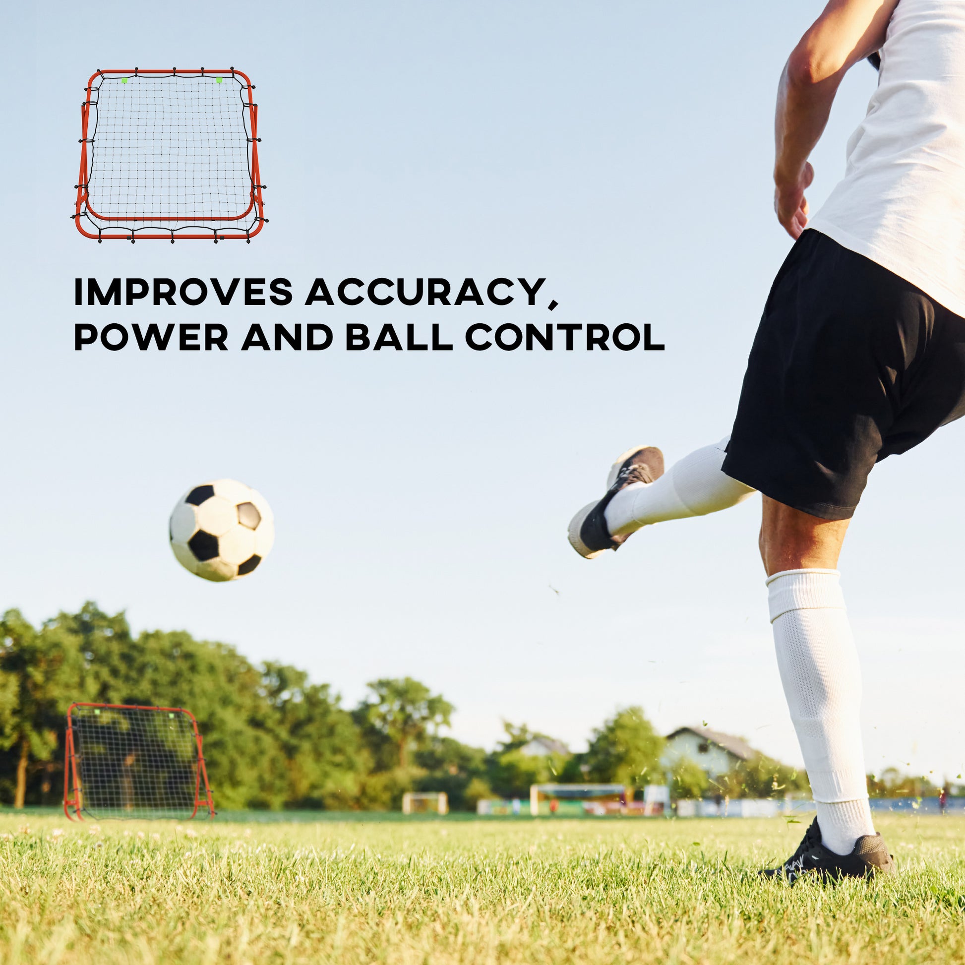 Rebounder Net Practise Football Kickback Target Goal Teens Adults Training