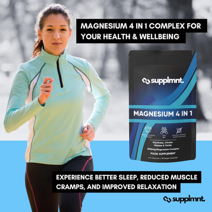 Magnesium Glycinate 4-In-1 Complex - 2026Mg Supplements as Bisglycinate, Citrate, Malate & Oxide 90 Vegan Capsules, Triple High Absorption 449Mg Elemental, UK Made