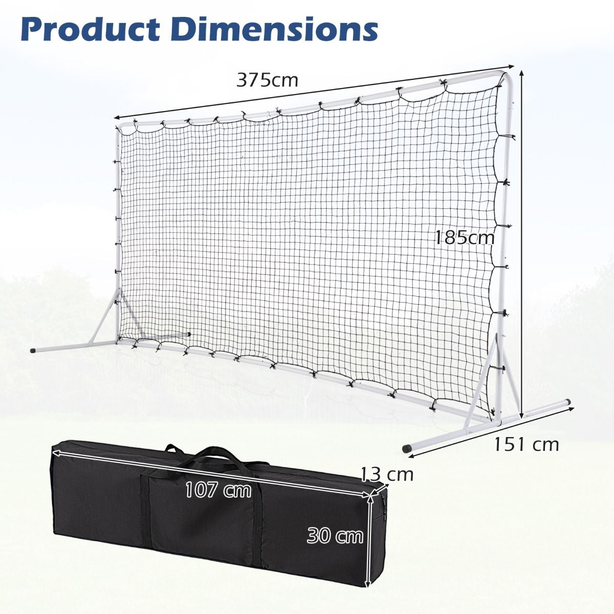 Portable Soccer Rebounder Net with Carry Bag, Sturdy Metal Frame