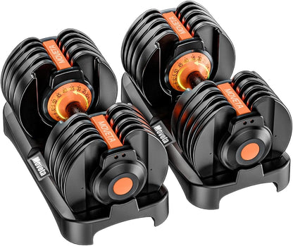 Adjustable Dumbbells Set of 2，Free Weights Dumbbells Set，Adjustable Dumbbell Set，52.5 Lbs Pair 105 Lbs，15 in 1，For Men/Women Gym Equipment for Home Strength Training Equipment