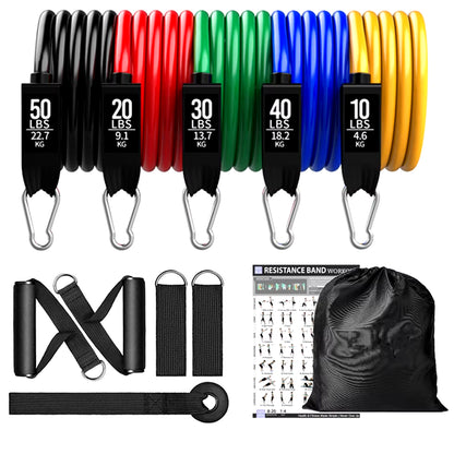 360Lbs Fitness Exercises Resistance Bands Set Elastic Tubes Pull Rope Yoga Band Training Workout Equipment for Home Gym Weight