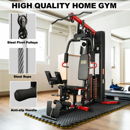 LX770 Multifunctional Full Home Gym System Workout Station with 160 Lbs Weight Stack, One Station with Leg Training Pedal, Comes with Installation Instruction Video, Ships in 6 Boxes