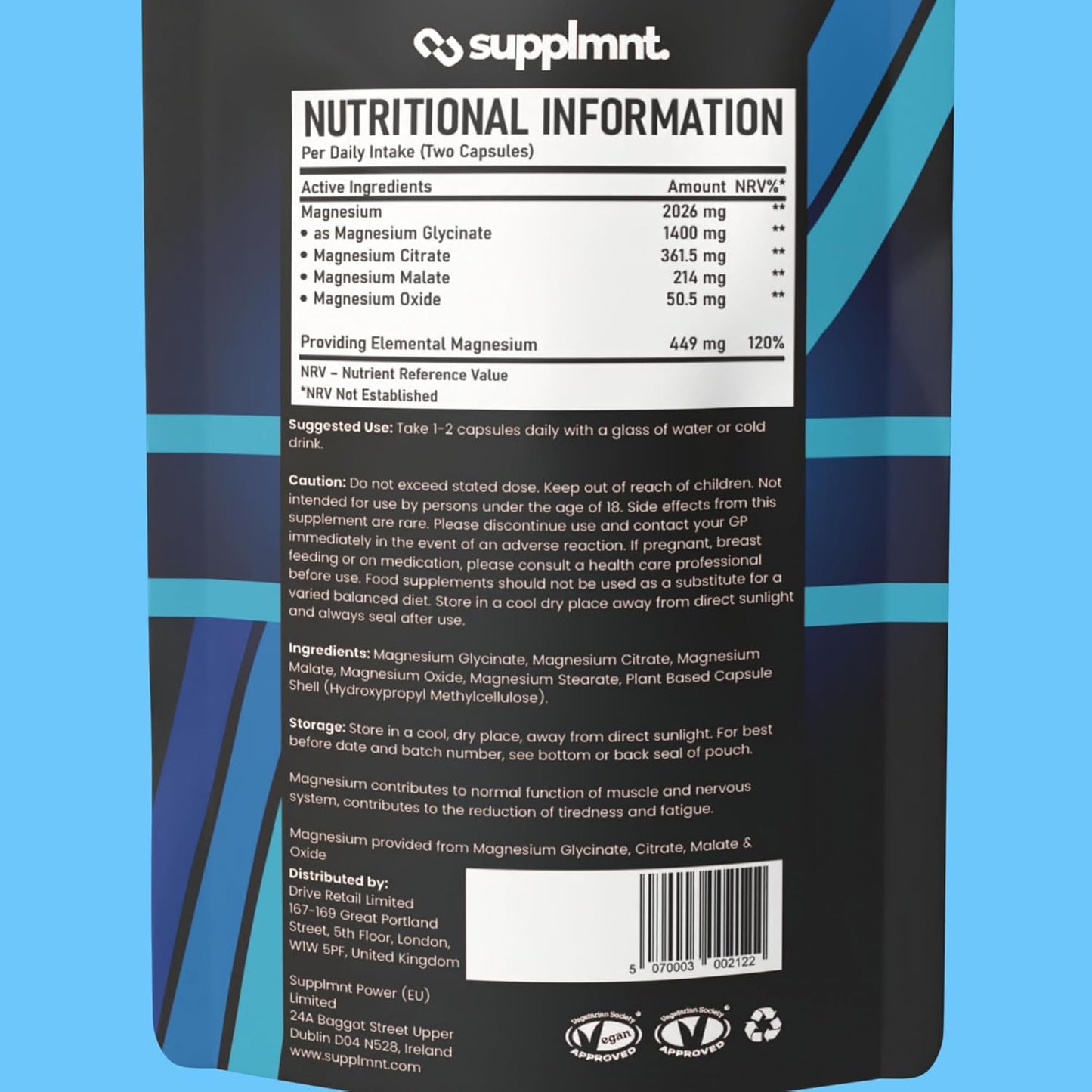 Magnesium Glycinate 4-In-1 Complex - 2026Mg Supplements as Bisglycinate, Citrate, Malate & Oxide 90 Vegan Capsules, Triple High Absorption 449Mg Elemental, UK Made
