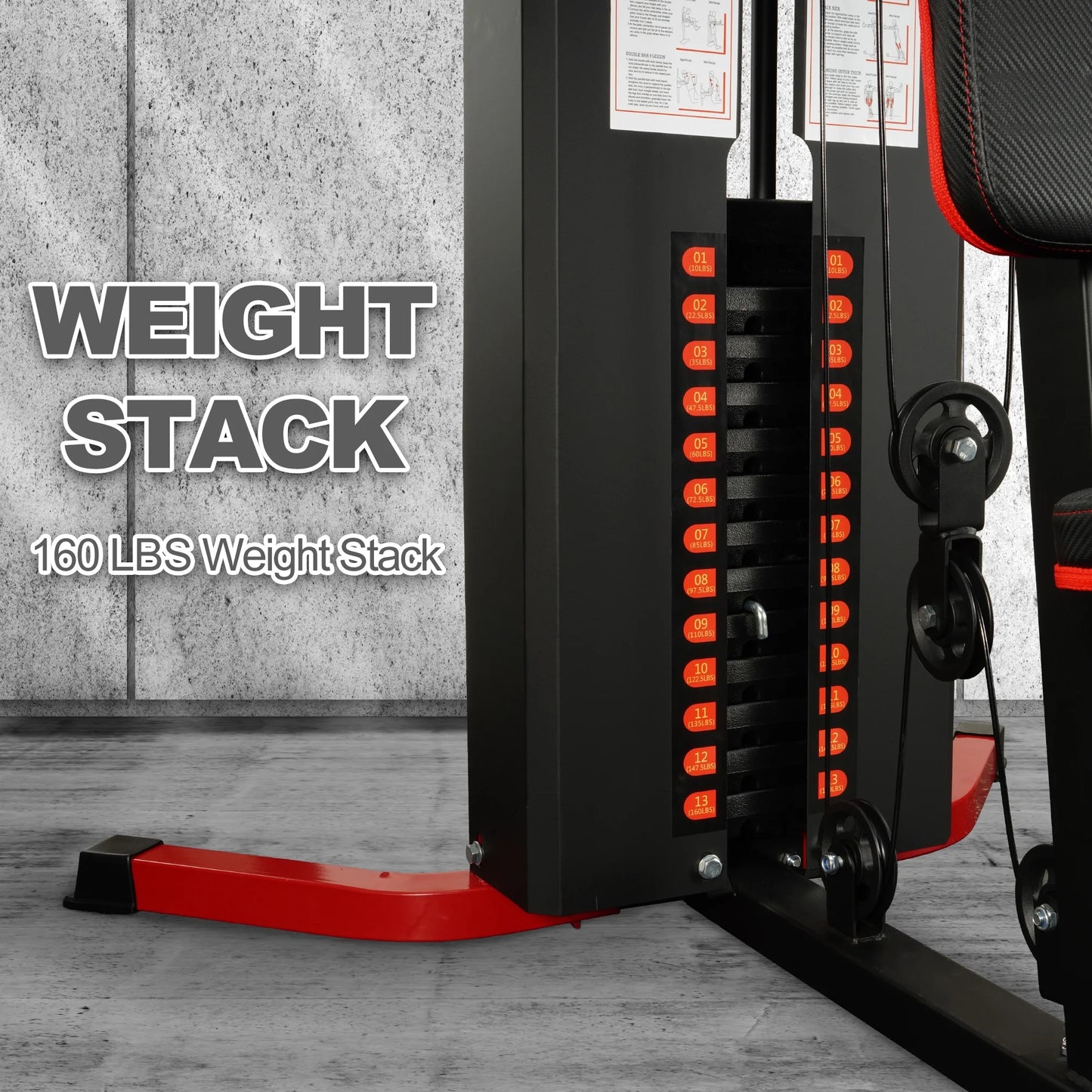 LX770 Multifunctional Full Home Gym System Workout Station with 160 Lbs Weight Stack, One Station with Leg Training Pedal, Comes with Installation Instruction Video, Ships in 6 Boxes