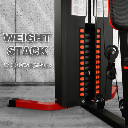 LX770 Multifunctional Full Home Gym System Workout Station with 160 Lbs Weight Stack, One Station with Leg Training Pedal, Comes with Installation Instruction Video, Ships in 6 Boxes